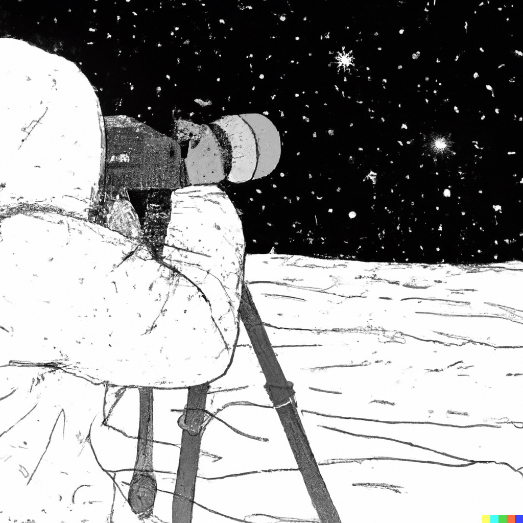 man taking photo of the night sky