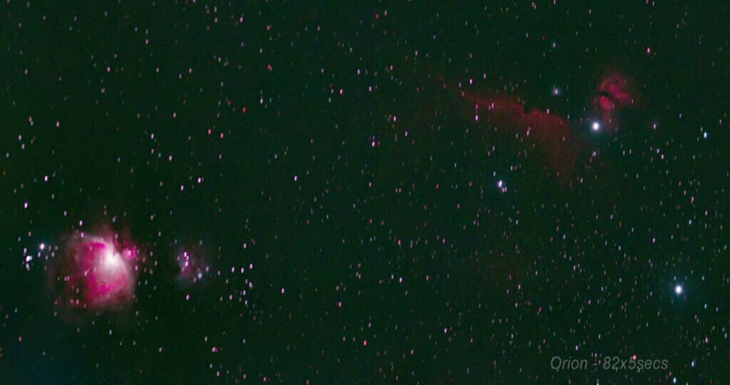 Image of Orion example of astrophotography without tracking