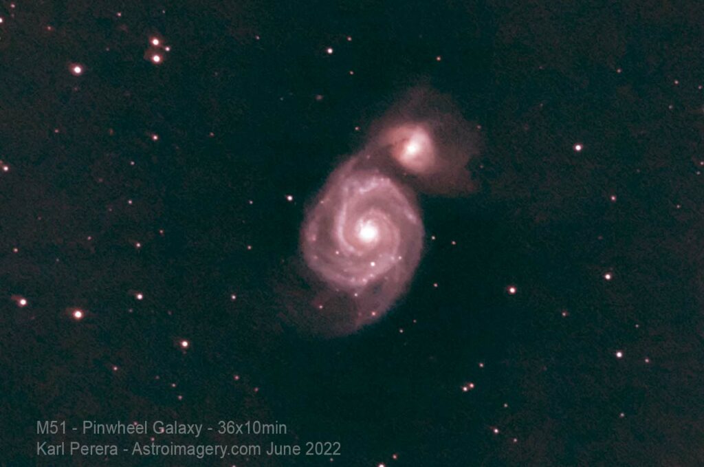 Galaxy imaging, M51 stacked image of the Pinwheel Galaxy