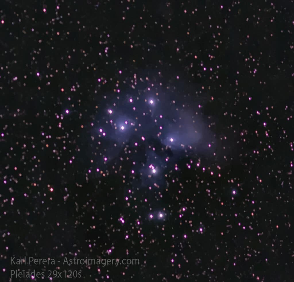 Pleiades with 150mm camera lens