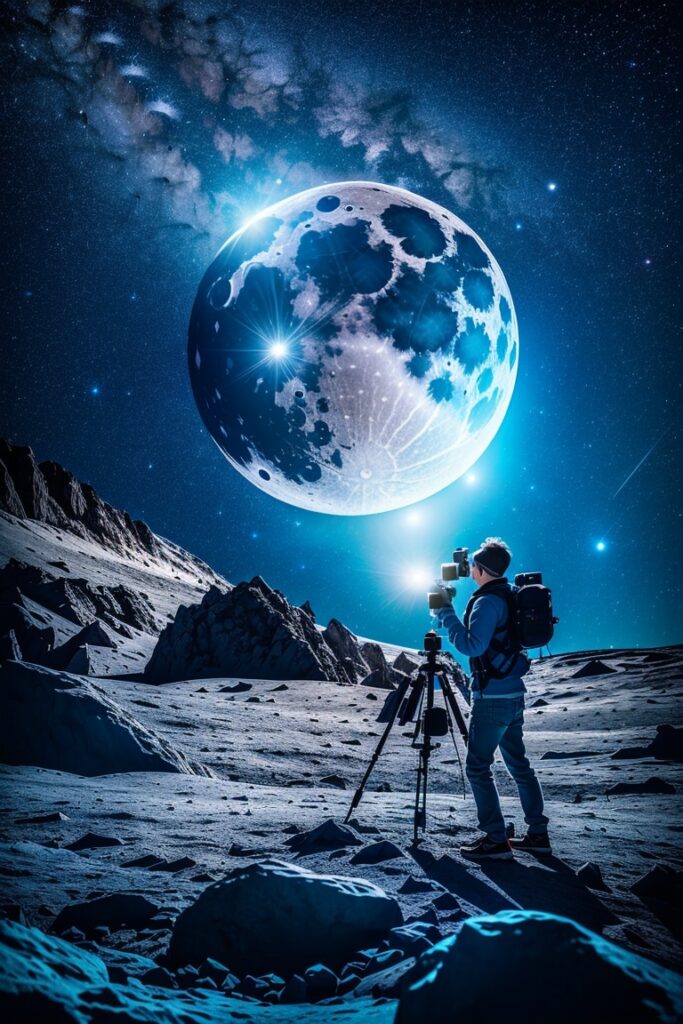 a photographer shooting the moon