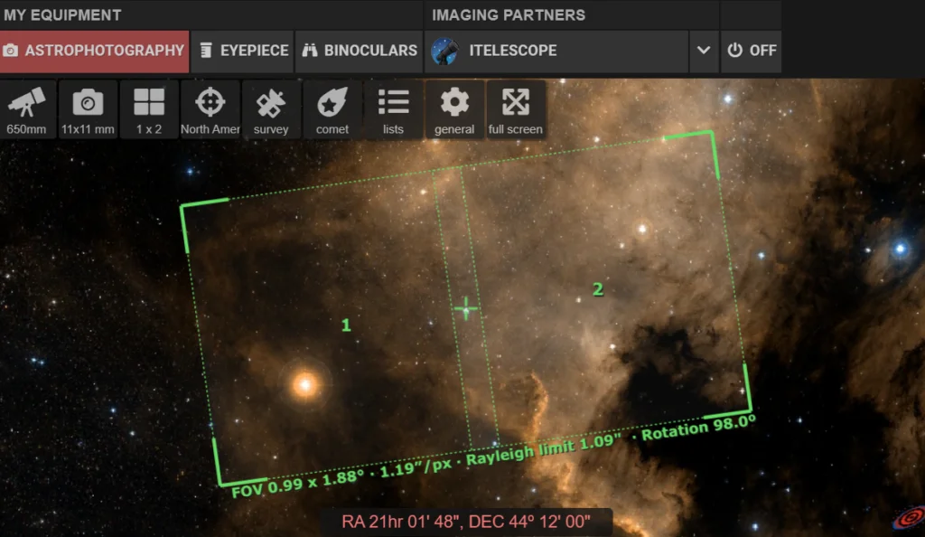 Telescopius astrophotography apps