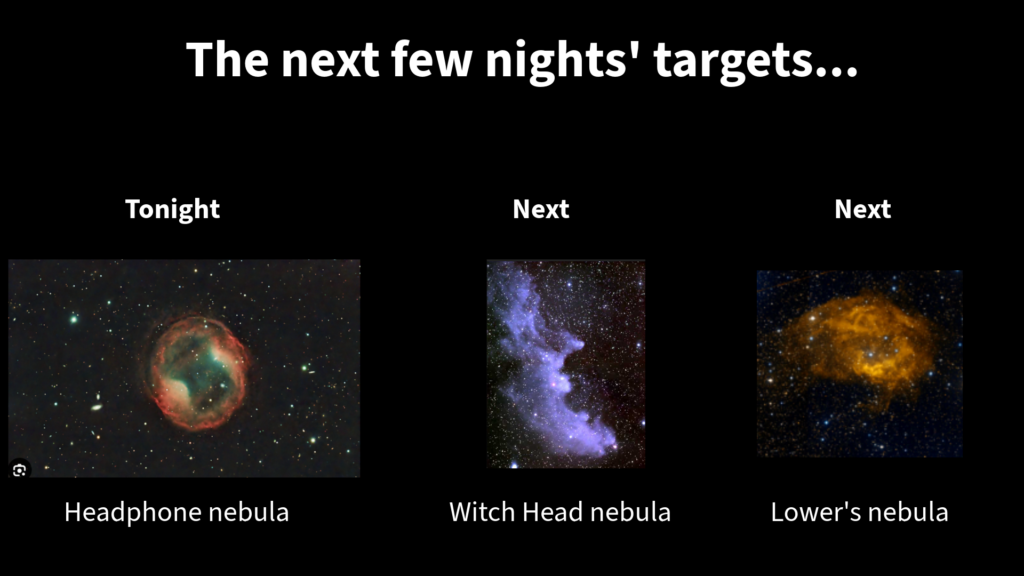 Results from the astrophotography target planning app